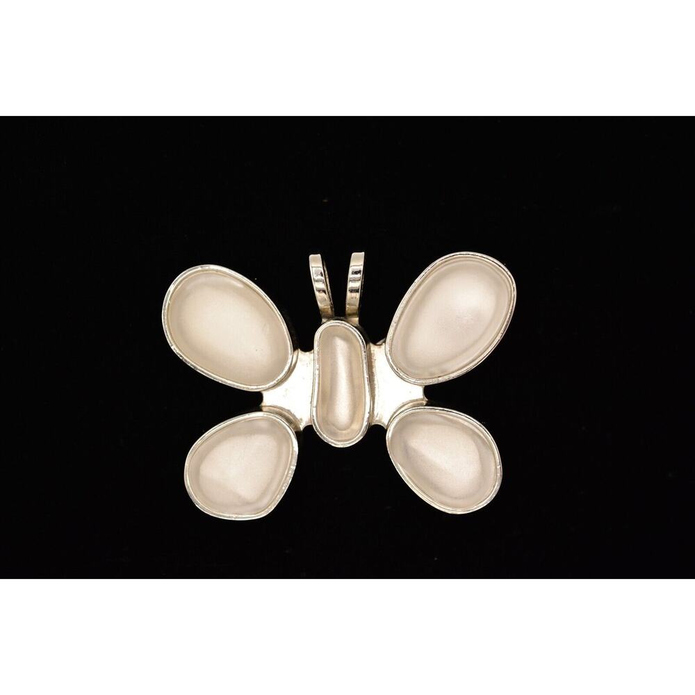 Rebecca Collins Vintage Scarf Clip Butterfly Frosted Clear Cabochon Signed BinAC